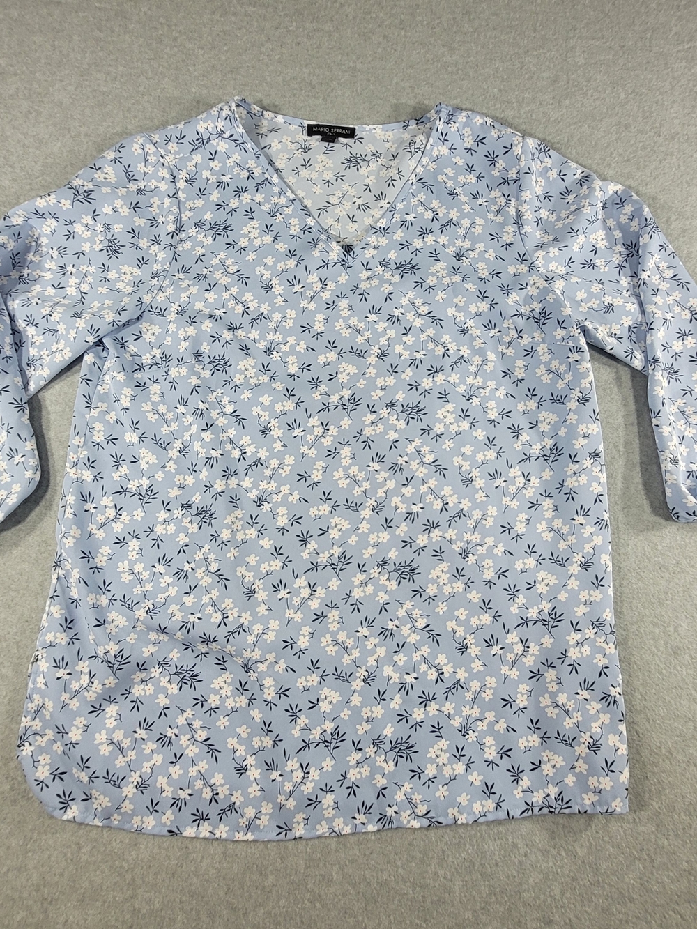 Mario Serrani Light Blue Floral V-Neck Tunic
